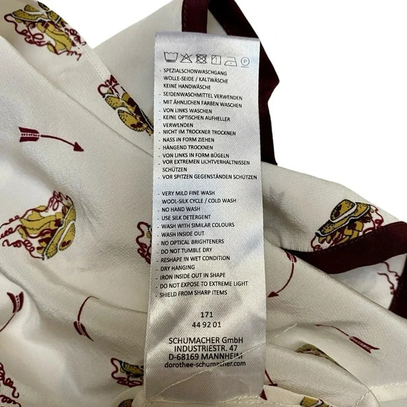 Dorothee Schumacher Silk Flutter Sleeve Blouse Cream Burgundy Trim Size 1 XS - Picture 14 of 14